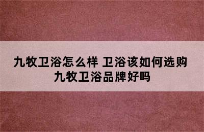 九牧卫浴怎么样 卫浴该如何选购 九牧卫浴品牌好吗